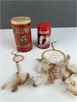 Vintage Calumet Indian Head tins dream catchers