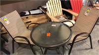 Small Metal And Glass Patio Table And Two