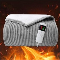 (N) Flannel Heated Throw Blanket Fast Heat Soft Sh