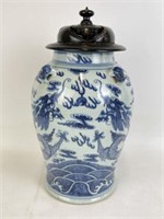 Blue and White Asian Style Jar