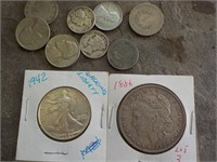 Silver Dollar, Half, Merc. Dime, etc. 1886 silver