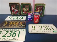 NE License plates, advertising banks & tins