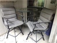 Metal and Glass Top Patio Table w/ 2 Chairs
