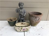 Small Planters and a Garden Nymph