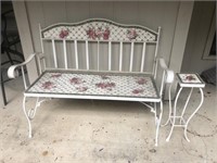 Iron Garden Bench with Small Table