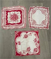 Vintage White & Red Handkerchiefs
