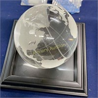 GLASS GLOBE PAPERWEIGHT WITH STAND