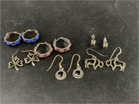 6 Pairs of sterling silver earrings with assorted