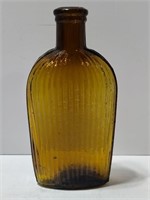 Glass Vertical Ribbed Whiskey Flask