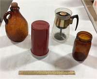 Misc lot w/ Long Life wide mouth glass jar &