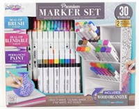 New 30 Piece Premium Marker Set with Wood Display