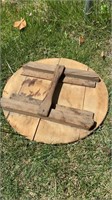 Antique wood grain barrel lid with attached