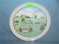 Farm town scene collector plate 1960's