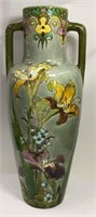 Majolica Double Handled Floral Vase
