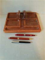 Vintage Wood Valet and Pens