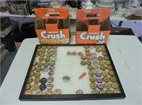 Great collection of old orange Crush Caps Etc