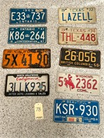 9 old US & Canadian Number plates
