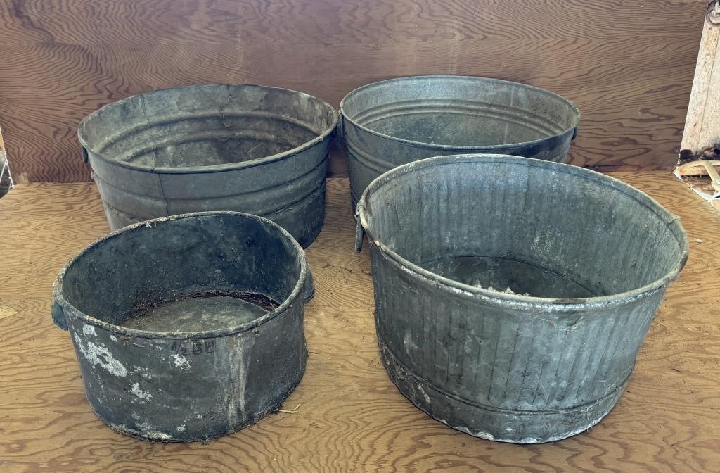 4 Galvanized Tubs