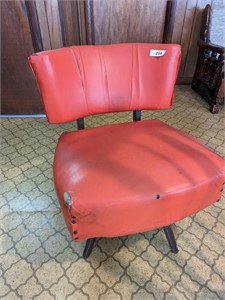 Mid-Century Modern Orange Vinyl Chair -
