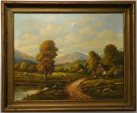 Thomas M Moore The Cottage Road Oil Painting