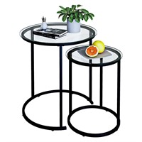 Azheruol Nesting Coffee Table Set of 2,Modern Bla