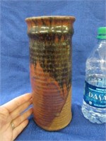 9 inch tall pottery vase -signed & dated 1970