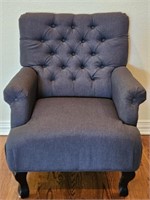 Blue Upholstered Tufted Back Armchair, 1/2