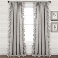 Lush Decor Linen Ruffle Curtain Panel  Beige