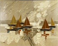 LARGE PAINTING OF SAILBOATS