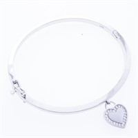 Chic Bangle w/Heart Tag Silver