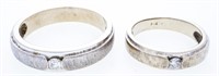 Set of 2 Wedding Bands - 14 Kt White Gold, with Si