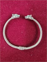 Double pig sterling silver cuff bracelet