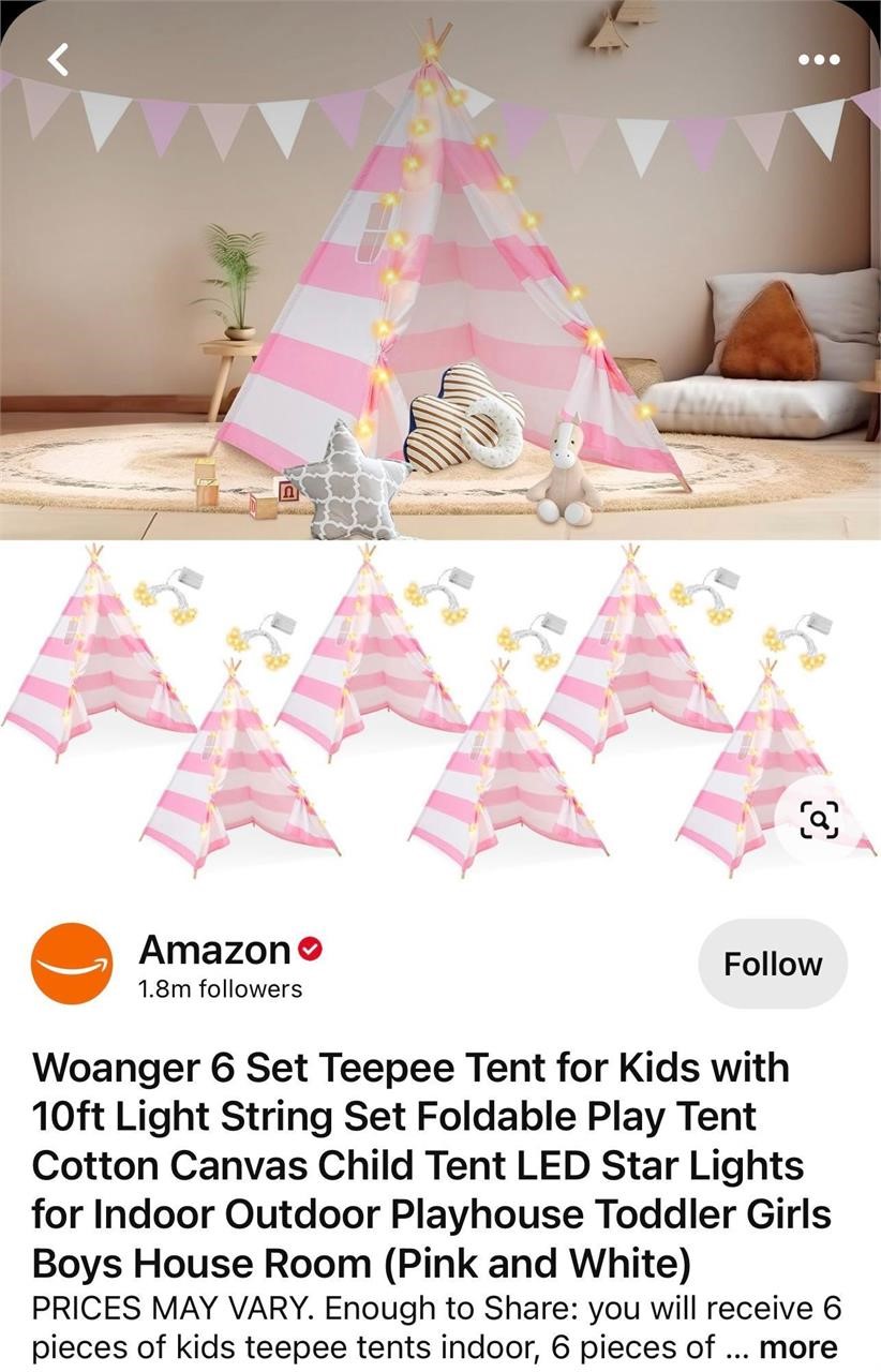 Woanger 6 Set Teepee Tent for Kids