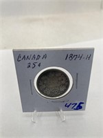 1874-H Canada Quarter Silver