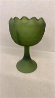 Green glass compote