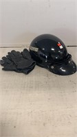 Motorcycle helmet and gloves