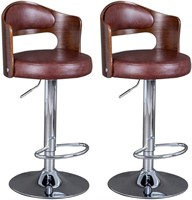 Bar Stool 2pcs Height Adjustable Bar Chair Leather