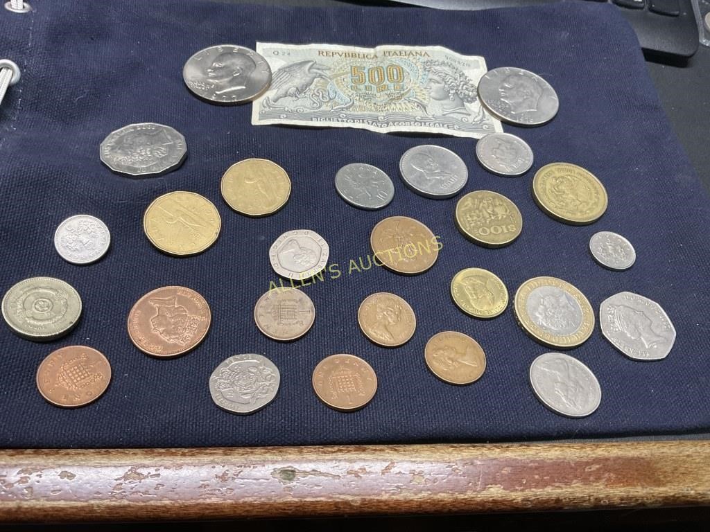 US AND FOREIGN COINS AND ITALIAN CURRENCY