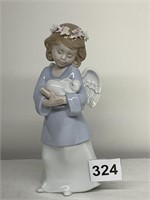 LLADRO ANGEL HOLDING BUNNY, 7", MINUSCULE