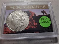 1889 Morgan Dollar in a case