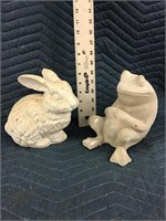 Outdoor Concrete Statues Lot of 2 Rabbit & Frog