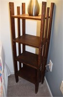 Small Mission style 4-tier wooden bookshelf; as is