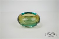 Italian Murano Seguso Large Green and Gold