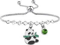Cute .50ct Emerald & Panda Bolo Bracelet