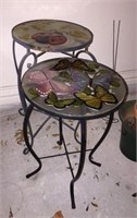 Two Patio Accent Tables with Inset Glass