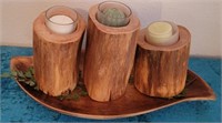 V - CANDLE HOLDER W/ TRAY & CANDLES (K65)