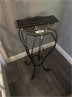 Metal Framed Marble Top Plant Stand
