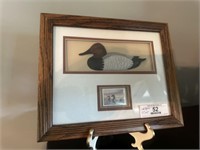 Framed Duck Stamp and Carving