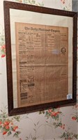 Framed "Daily Mail and Empire" vintage paper 1897