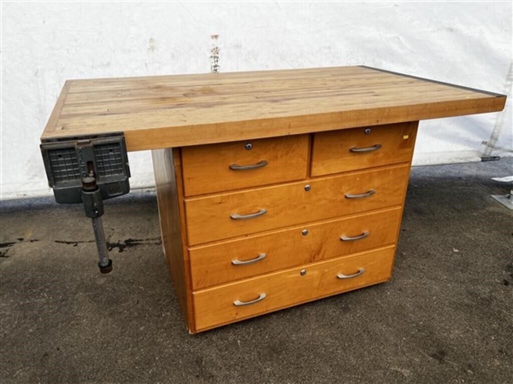 Carpenter's Bench w/ Vise & Butcher Block Top